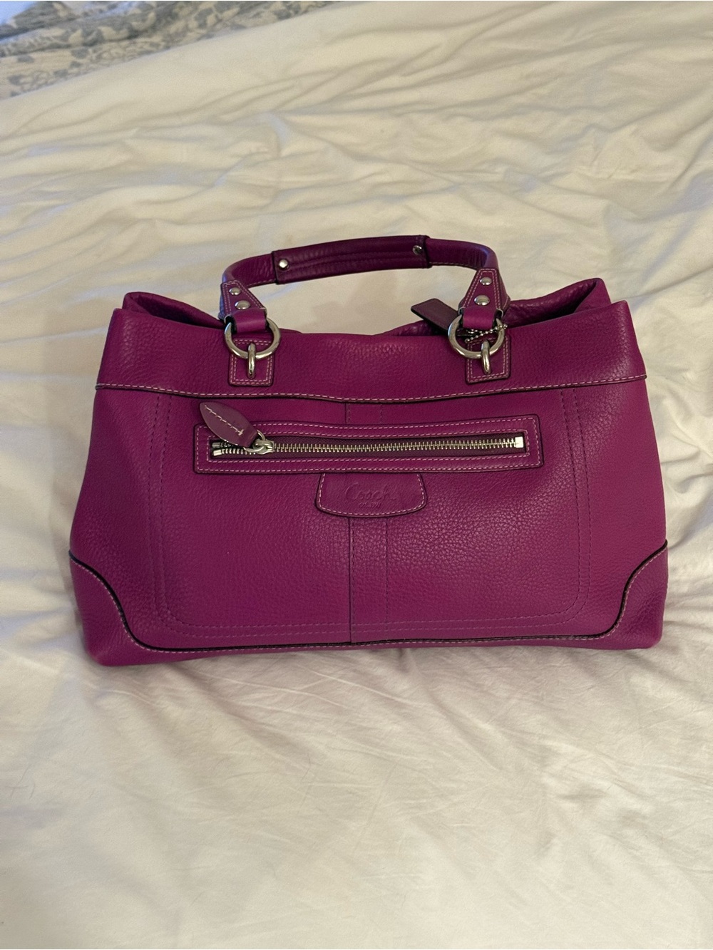 Coach Purple Pebbled Leather Shoulder Bag